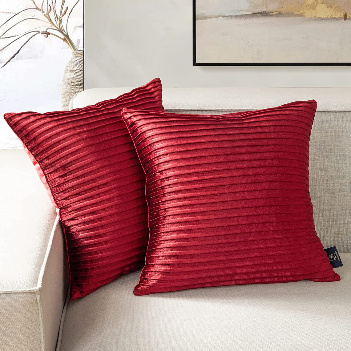 FUNDA DE ALMOHADA DECORATIVA DE TERCIOPELO 45 X 45 ROJO 1