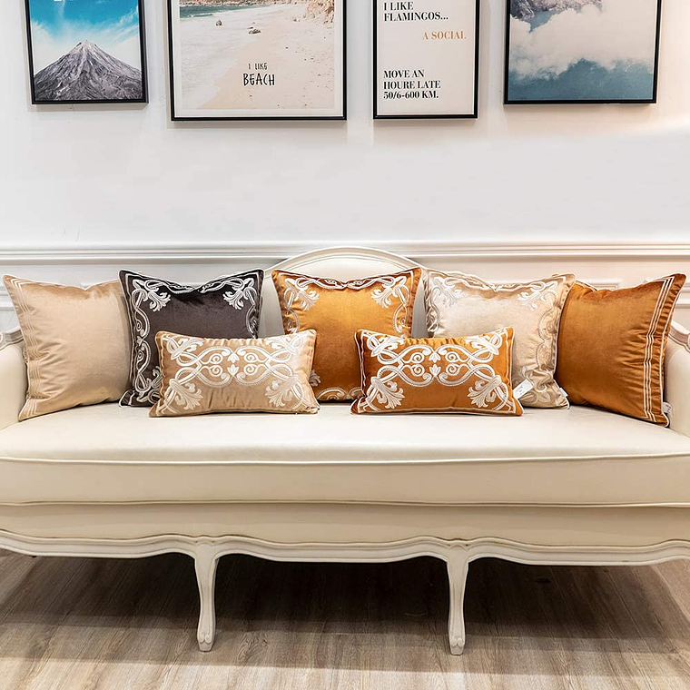 FUNDA DE COJIN 100% TERCIOPELO  ESTILO BOHEMIO 30 X 50 BEIGE 2