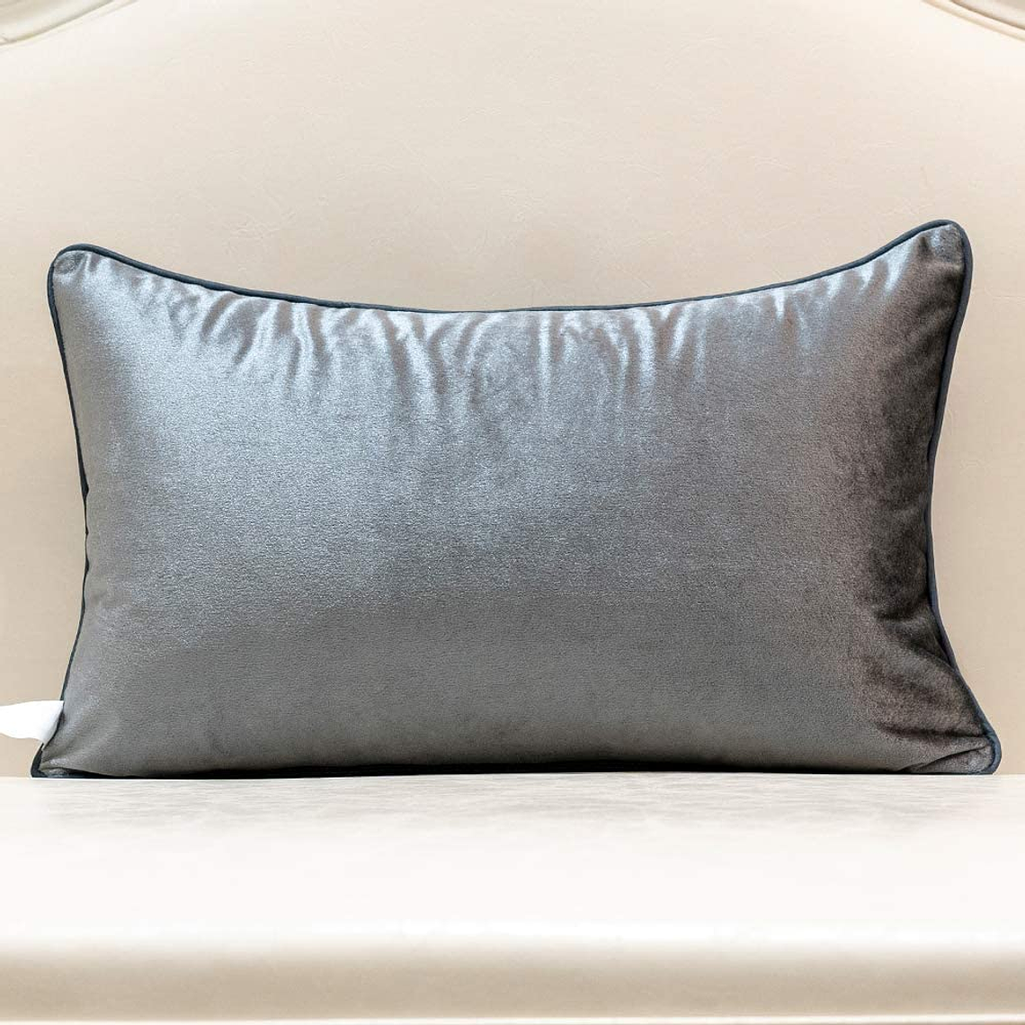 FUNDA DE COJIN 100% TERCIOPELO  ESTILO BOHEMIO 30 X 50 GRIS 4