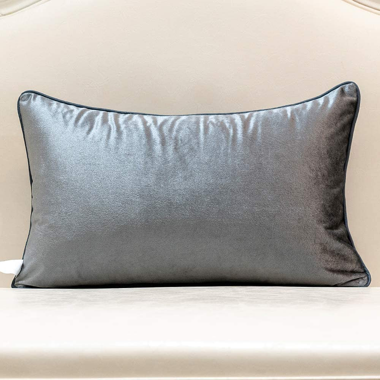 FUNDA DE COJIN 100% TERCIOPELO  ESTILO BOHEMIO 30 X 50 GRIS 4