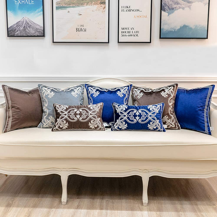 FUNDA DE COJIN 100% TERCIOPELO  ESTILO BOHEMIO 30 X 50 GRIS 7