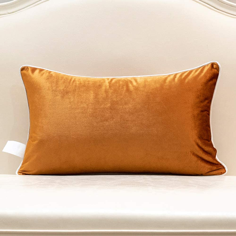 FUNDA DE COJIN 100% TERCIOPELO  ESTILO BOHEMIO 30 X 50 ANARANJADO 4
