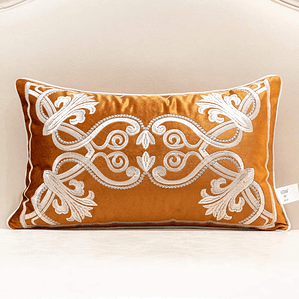 FUNDA DE COJIN 100% TERCIOPELO  ESTILO BOHEMIO 30 X 50 ANARANJADO