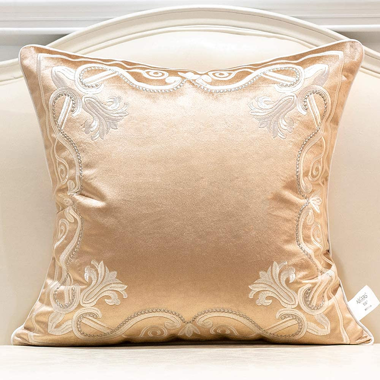 FUNDA DE COJIN 100% TERCIOPELO  ESTILO BOHEMIO 50 X 50 BEIGE 1