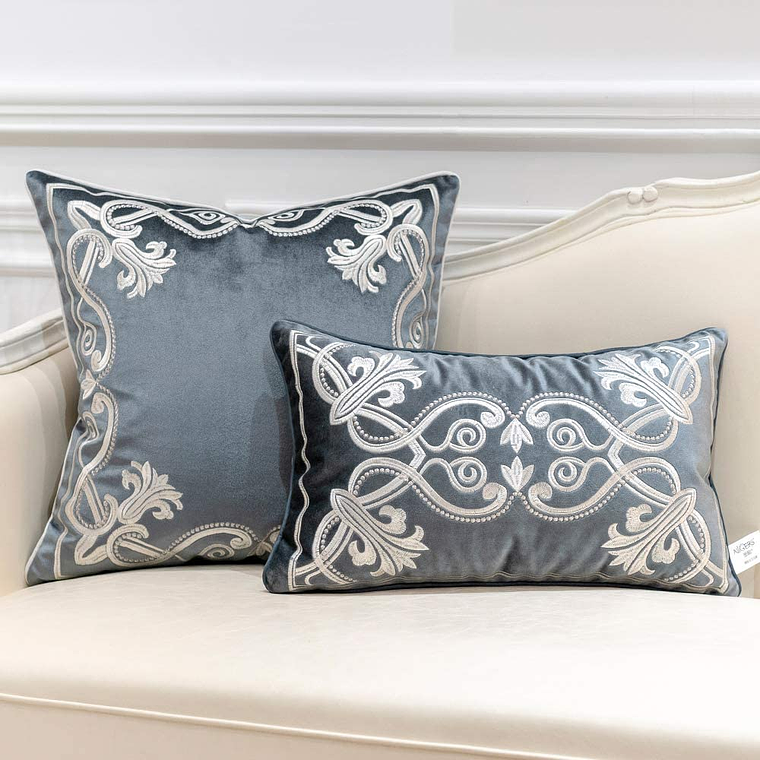 FUNDA DE COJIN 100% TERCIOPELO  ESTILO BOHEMIO 50 X 50 GRIS 2