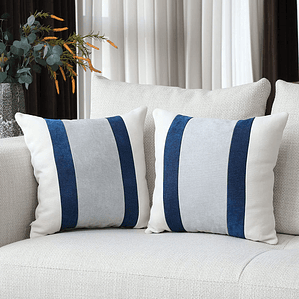 FUNDAS DE COJIN A RAYAS ESTILO EUROPEO DE LUJO 45 X 45 AZUL OSCURO