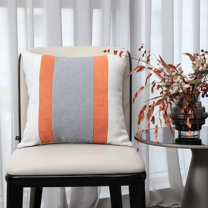 FUNDAS DE COJIN A RAYAS ESTILO EUROPEO DE LUJO 45 X 45 NARANJA