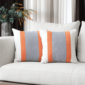 FUNDAS DE COJIN A RAYAS ESTILO EUROPEO DE LUJO 45 X 45 NARANJA