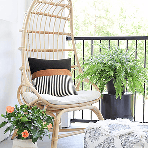 FUNDAS DE COJIN CUERO SINTETICO CON LINO ALGODÓN  50 X 50 NEGRO RAYAS GRISES