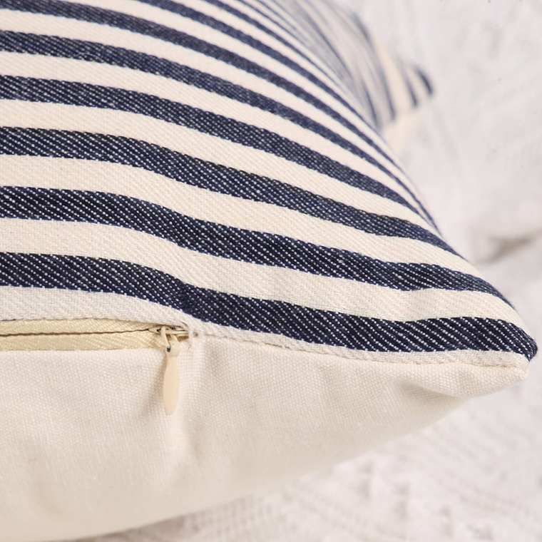 FUNDAS DE COJIN CUERO SINTETICO CON LINO ALGODÓN  50 X 50 AZUL MARINO 4