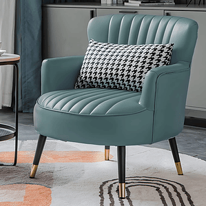 Silla Decorativa Leathaire  Con Almohada Lumbar y Patas de Metal