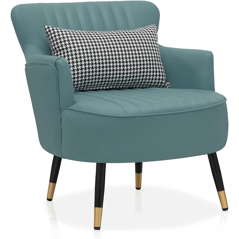 Silla Decorativa Leathaire  Con Almohada Lumbar y Patas de Metal 1