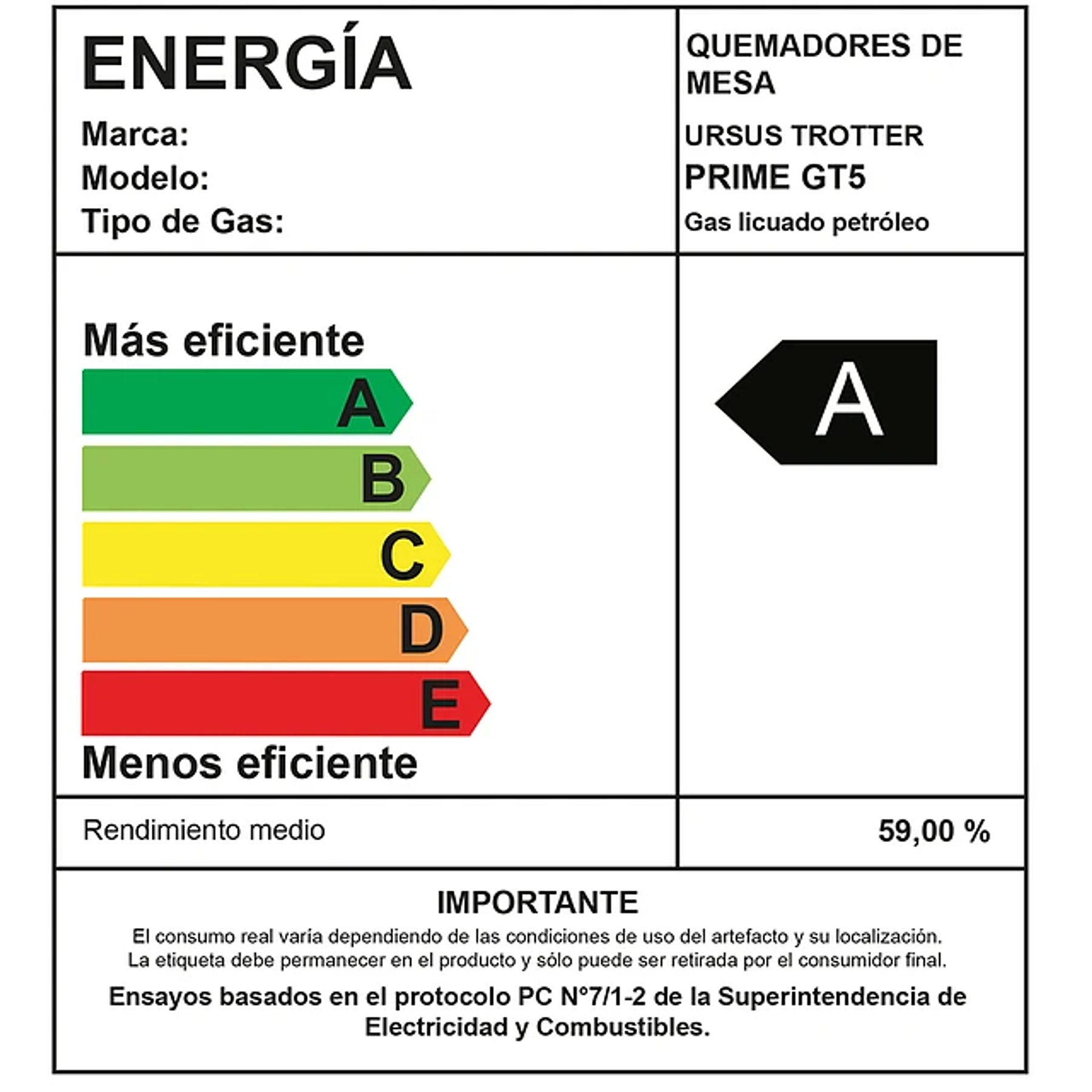 Encimera UT Prime GT5 / Gas Licuado URSUS TROTTER®