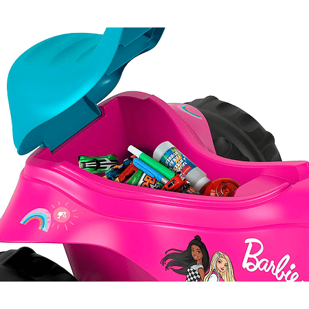 Triciclo Barbie con Empuñaduras de Manillar y Área de Almacenamiento Triciclo Resistente