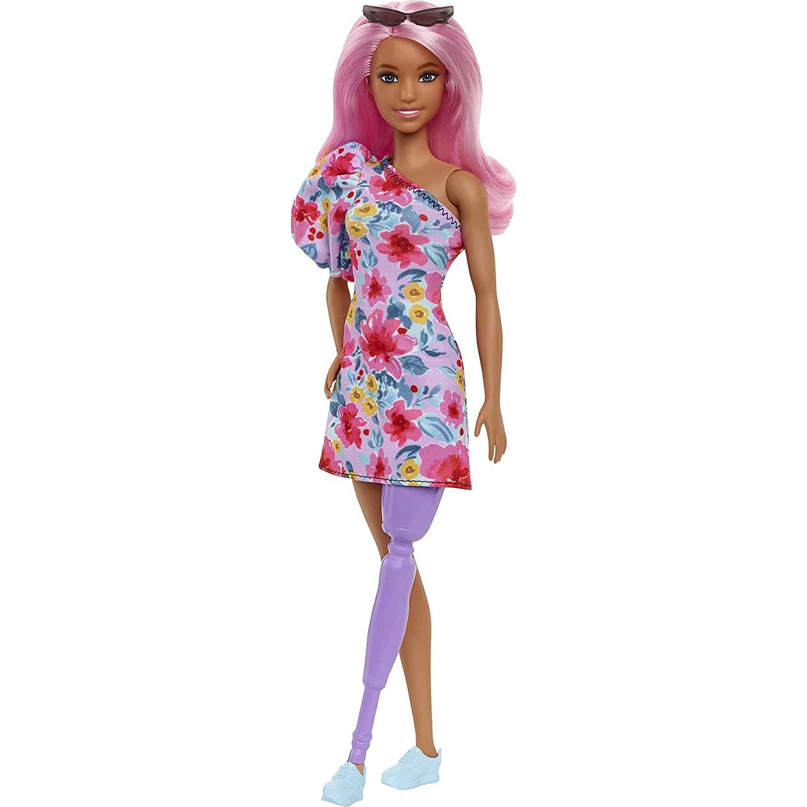 Barbie Fashionista Cabello Rosa Vestido Floral y Pierna Protésica 2