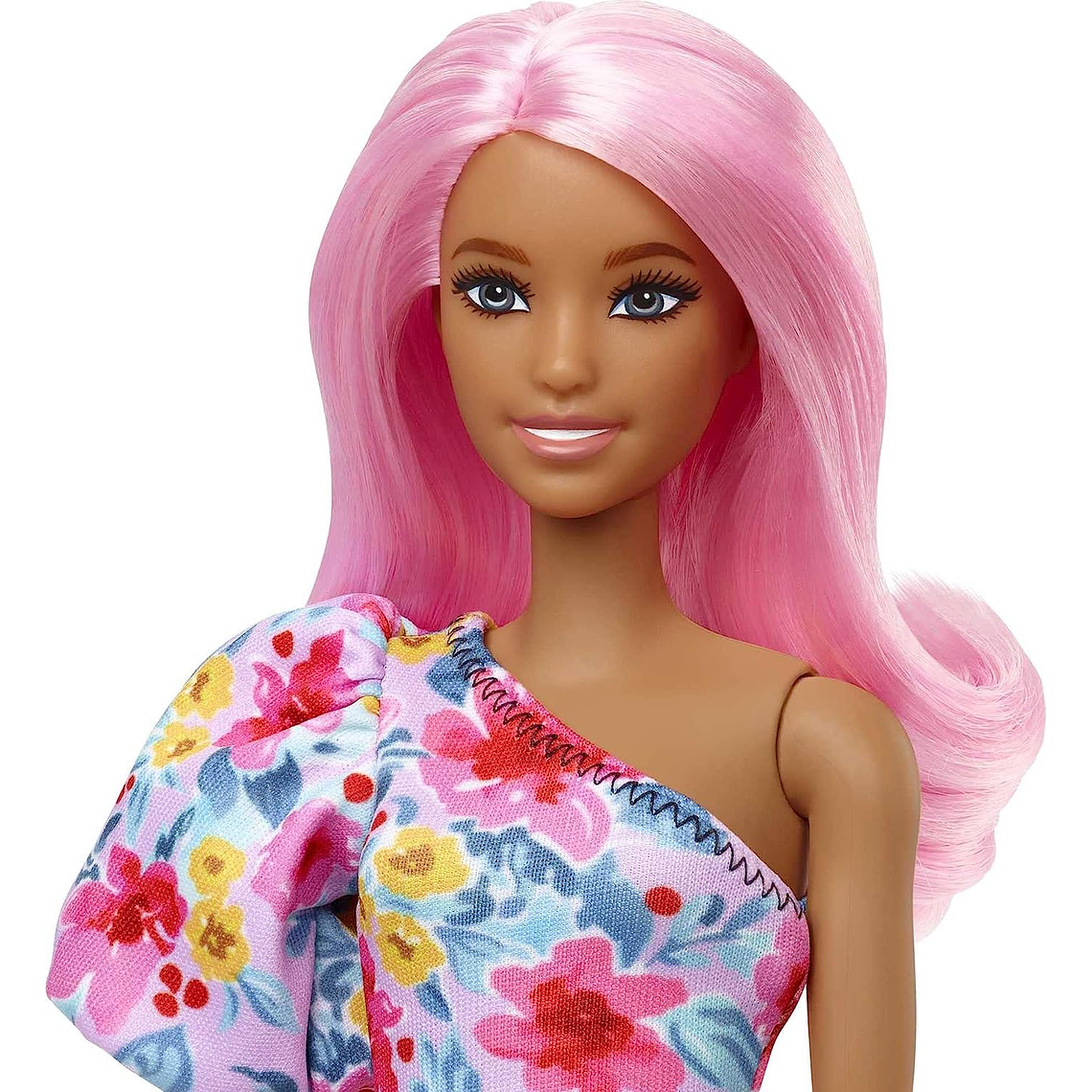 Barbie Fashionista Cabello Rosa Vestido Floral y Pierna Protésica 6
