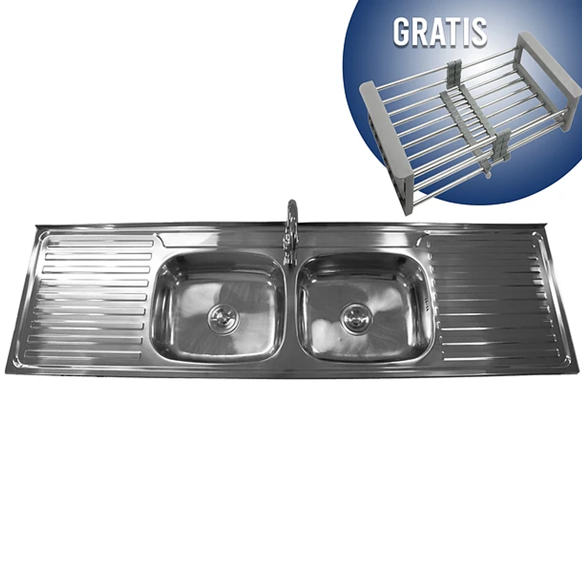 Lavaplatos Doble Domsa Sobreponer con Desagüe 18050 1