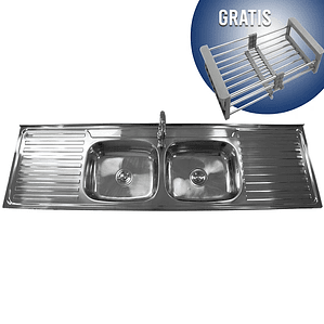 Lavaplatos Doble Domsa Sobreponer con Desagüe 18050