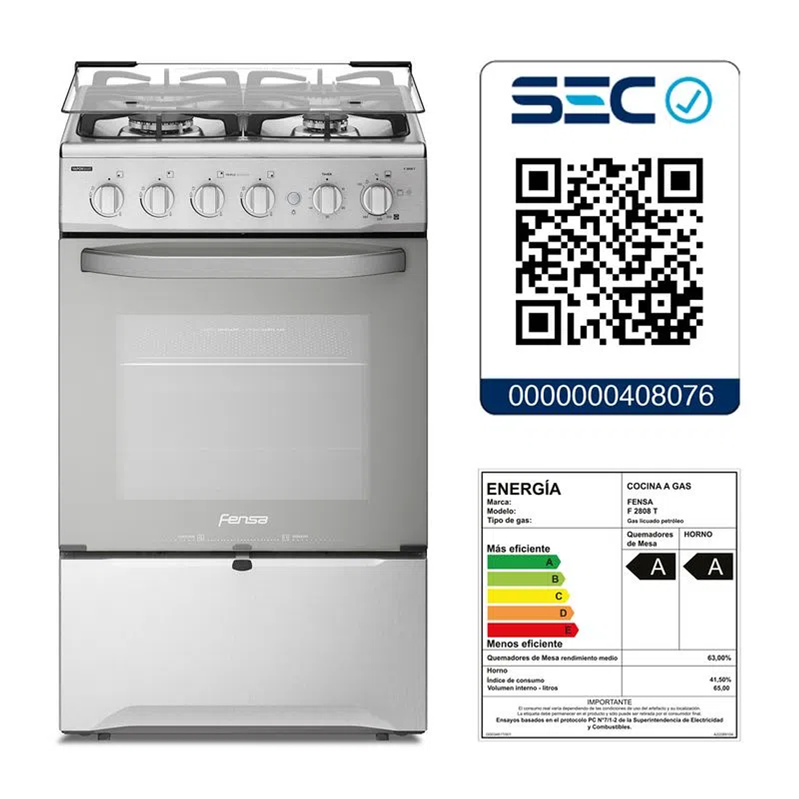 COCINA A GAS 4 PLATOS FENSA EXPERIENCE CON VAPORBAKE Y TRIPLE LLAMA F 2808 T INOX 13