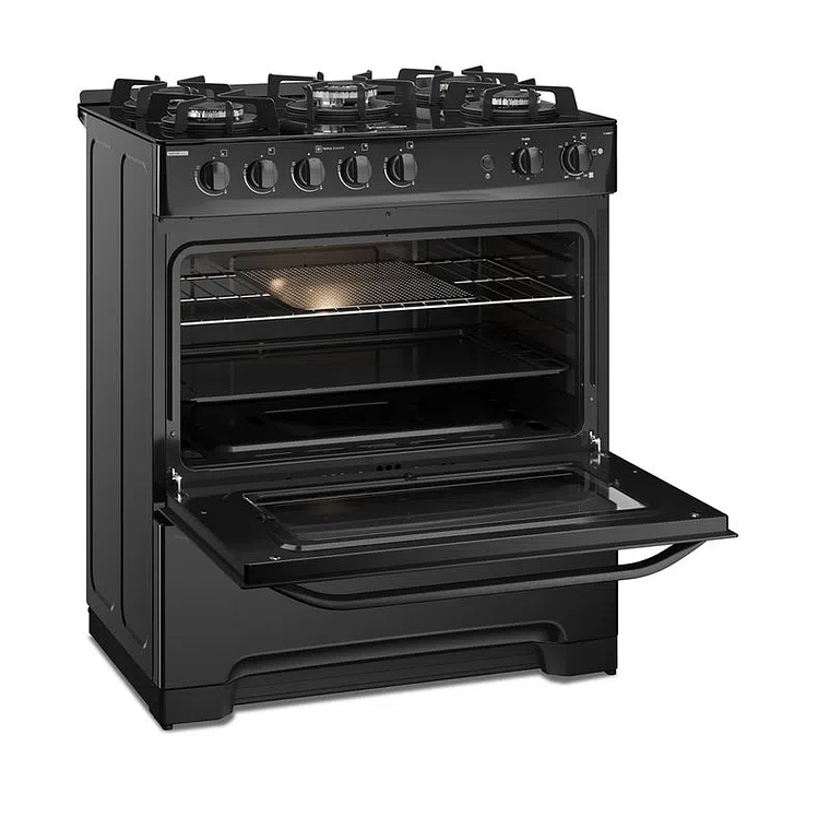 COCINA A GAS 5 PLATOS FENSA EXPERIENCE CUBIERTA VIDRIO Y GRILL ELÉCTRICO F 6500 T NEGRA 4