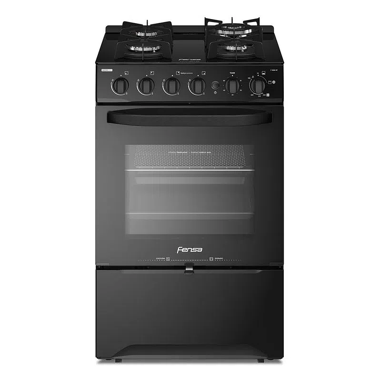 COCINA A GAS 4 PLATOS FENSA EXPERIENCE CON VAPORBAKE Y CUBIERTA VIDRIO F 3000 BT NEGRA 1