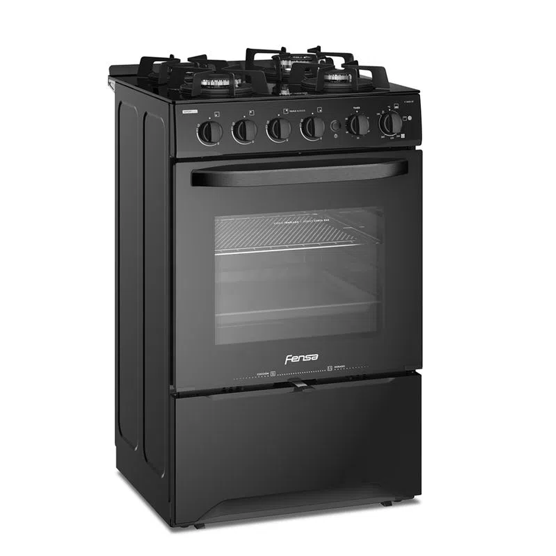 COCINA A GAS 4 PLATOS FENSA EXPERIENCE CON VAPORBAKE Y CUBIERTA VIDRIO F 3000 BT NEGRA 2