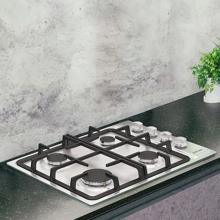 ENCIMERA A GAS 4 PLATOS FENSA ENCENDIDO ELÉCTRICO Y PARRILLA HIERRO FUNDIDO FCE 4HF T INOX 3