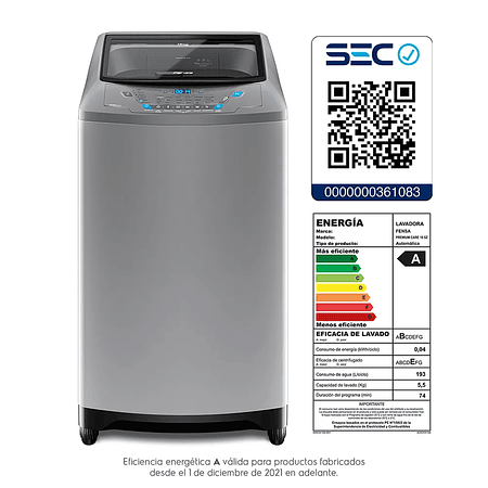 Lavadora Fensa Automática Carga Superior 18Kg Sustentable Premium Care 18SZ