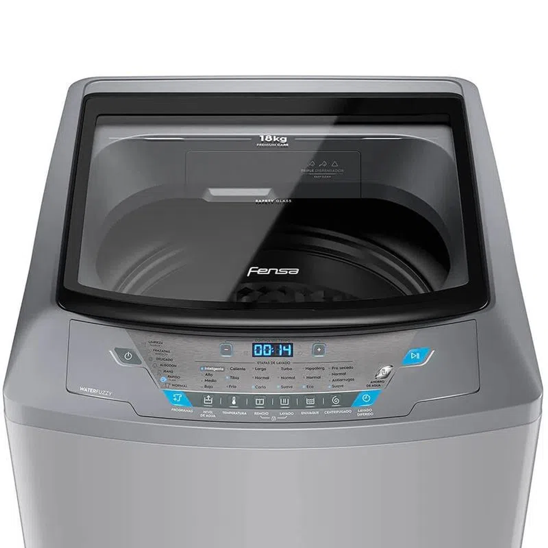 LAVADORA AUTOMÁTICA FENSA 18KG CARGA SUPERIOR CONTROL TIEMPO PREMIUM CARE 18SZ GRIS