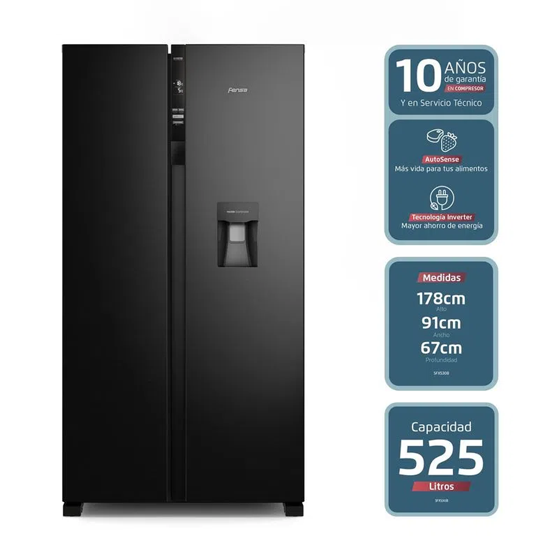 Refrigerador SFX530B 525L No Frost Side by Side Inverter Black AutoSense Multiflow - Fensa 8