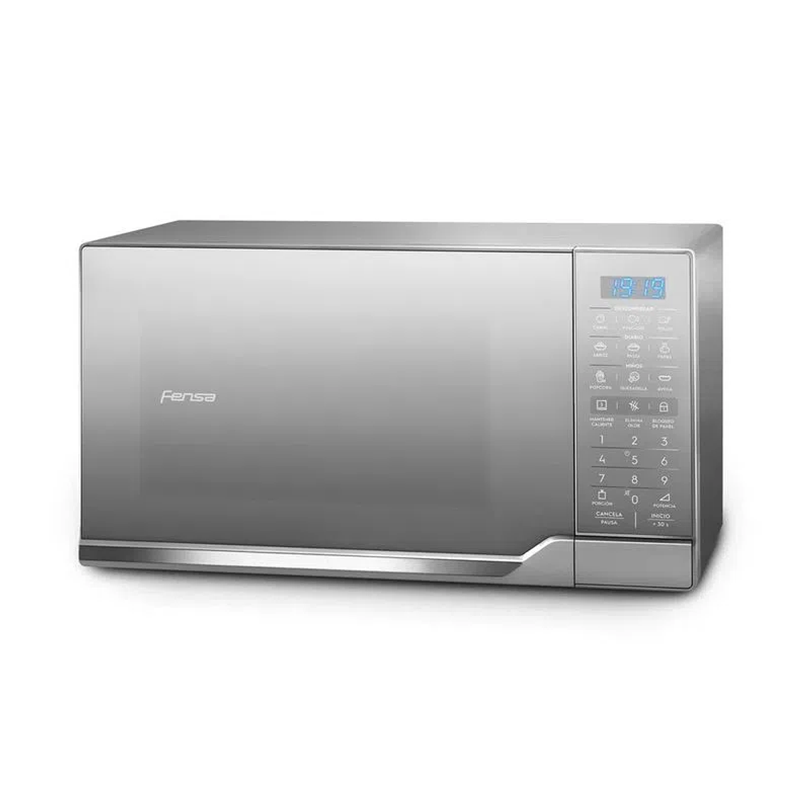 Microondas Fensa Digital 30 Litros Espejado Gris NMDO30S5GCRG 4