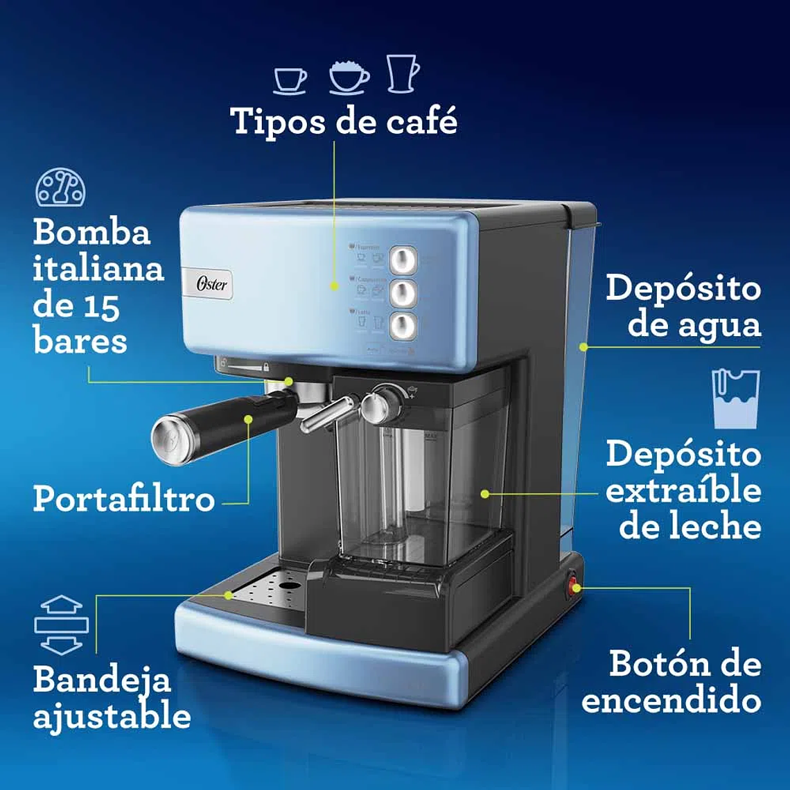 CAFETERA AUTOMÁTICA DE ESPRESSO CELESTE OSTER PRIMALATTE BVSTEM6603CC 9
