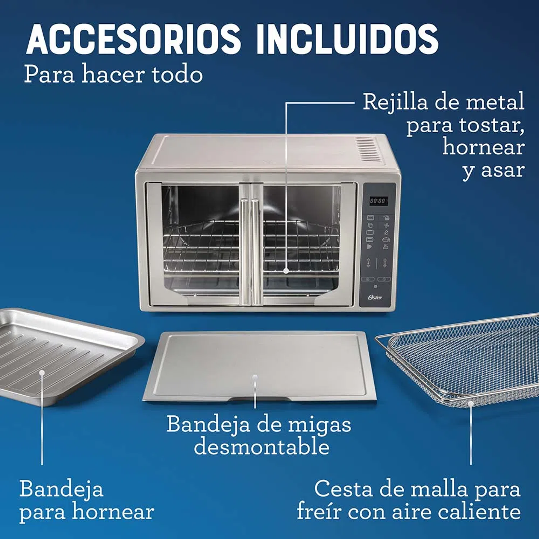 Horno digital con freidora de aire 42L y puertas francesas TSSTTVFDDAFNS