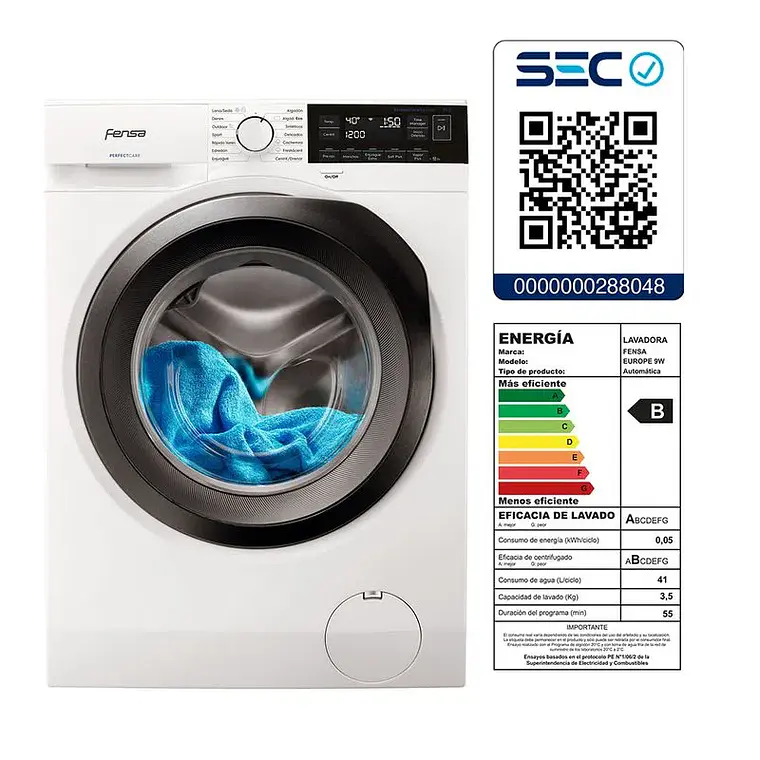 Lavadora Fensa Carga Frontal 9 Kg Steam Care System Europe 9W 4