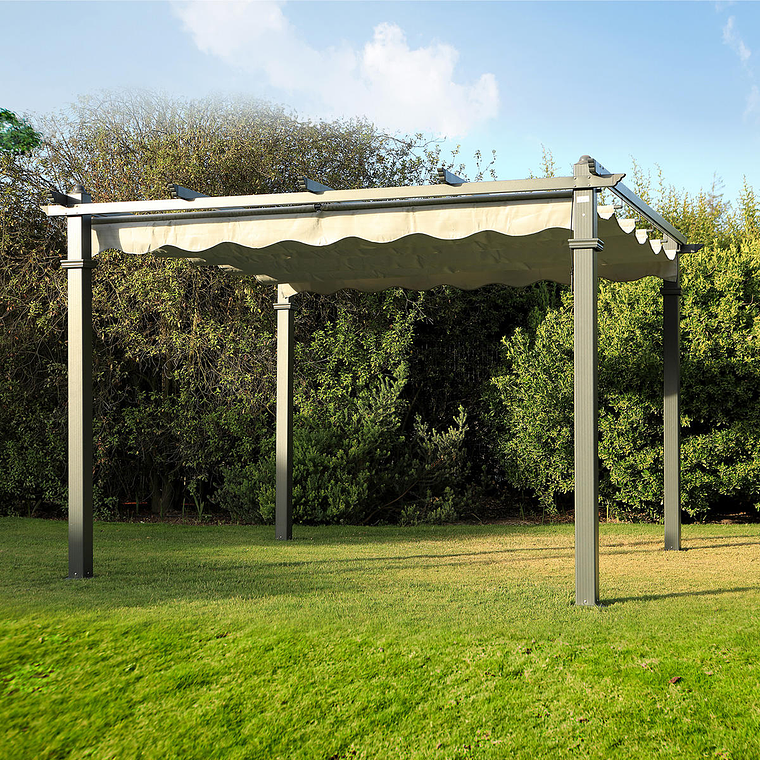 Quitasol Gazebo Retráctil 3x3m Cuadrado 4