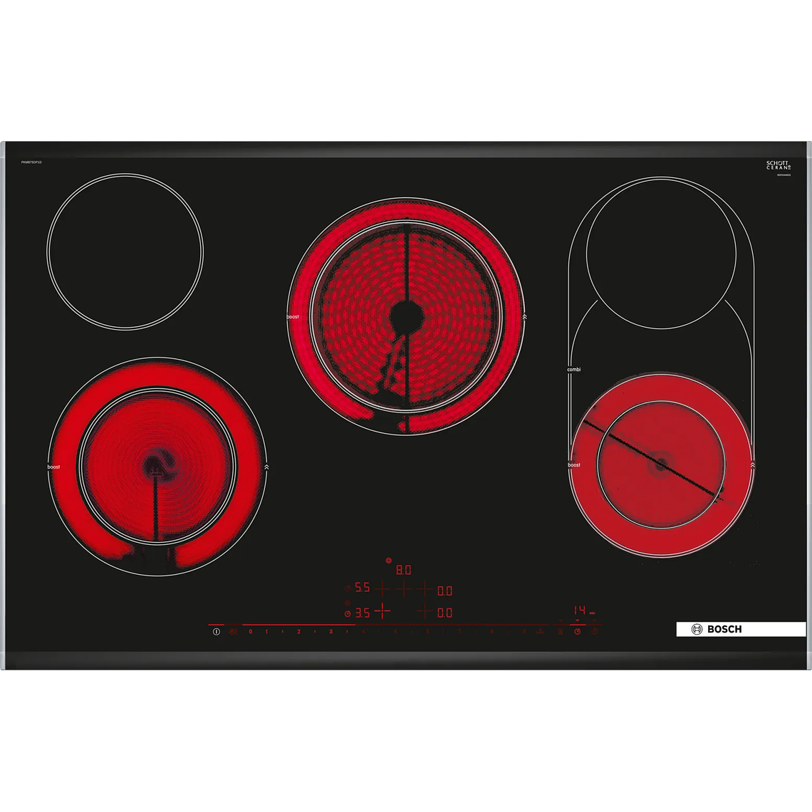 Placa vitrocerámica 80 cm Negro, con perfiles 1