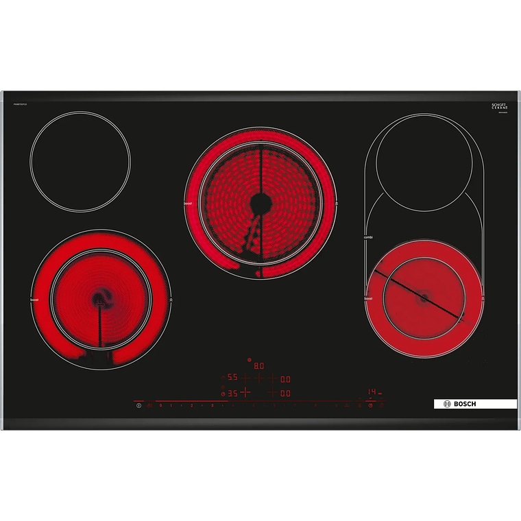 Placa vitrocerámica 80 cm Negro, con perfiles 1