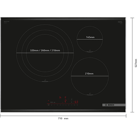 Serie 6 Placa de inducción 70 cm Negro, con perfiles