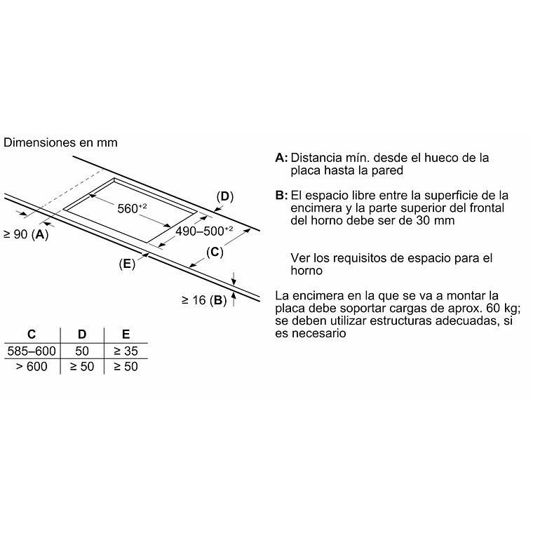 Serie 6 Placa de inducción 70 cm Negro, con perfiles 8