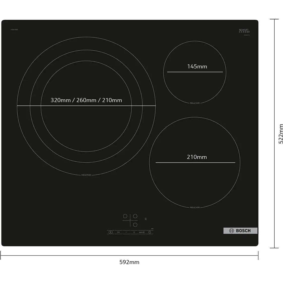 Serie 4 Placa de inducción 60 cm Negro, sin perfiles 5