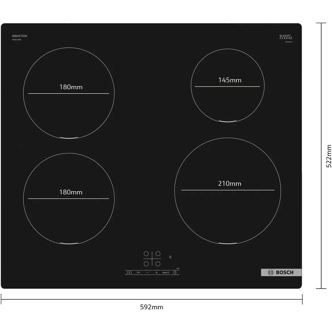 Serie 4 Placa de inducción 60 cm Negro, sin perfiles 5