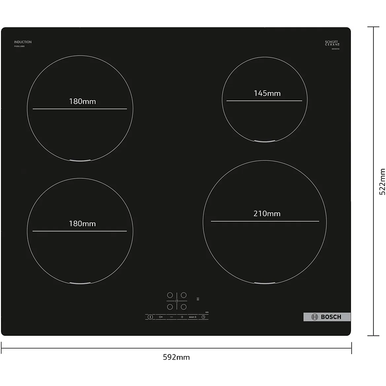 Serie 4 Placa de inducción 60 cm Negro, sin perfiles 5