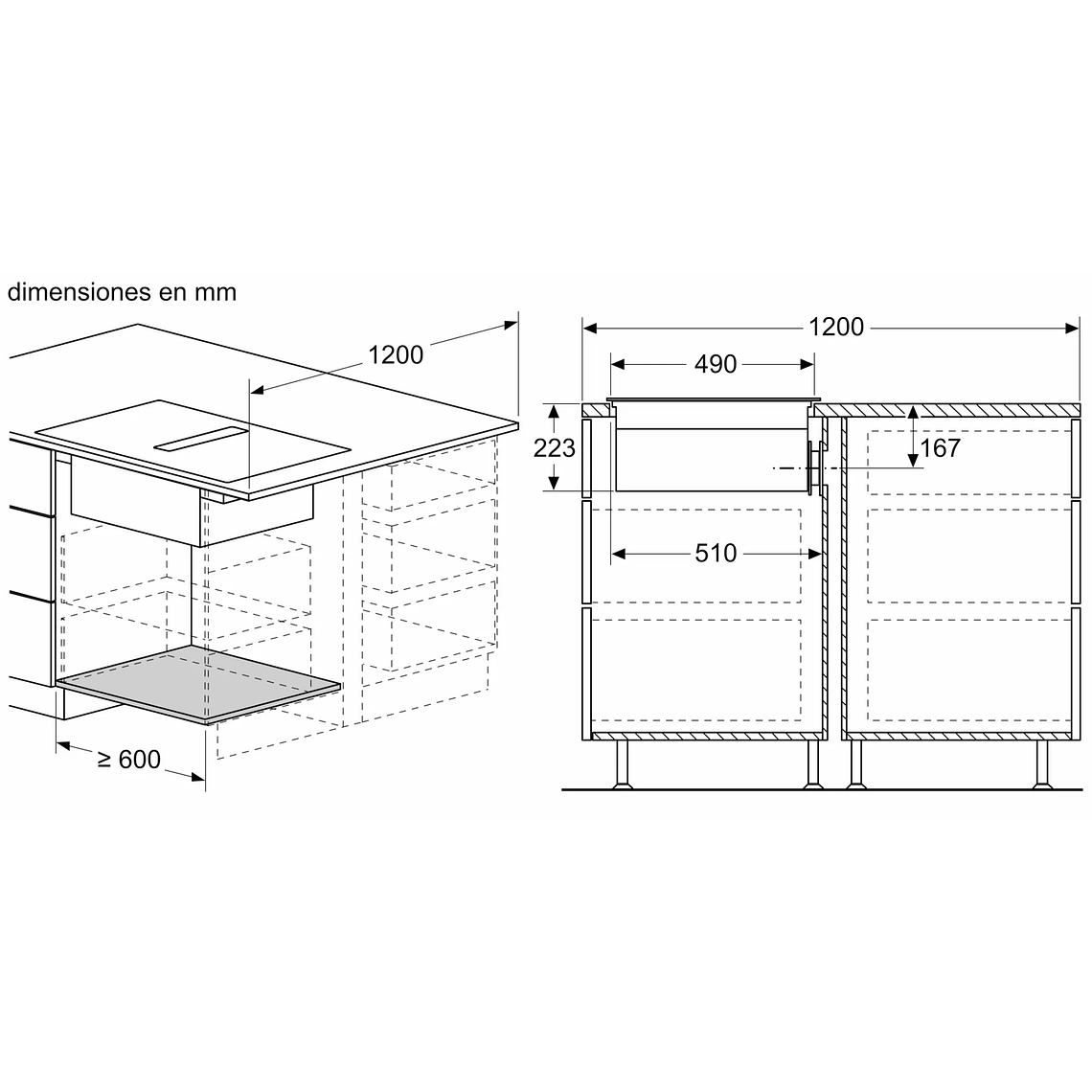 Serie 8 Placa de inducción con extractor integrado 80 cm con perfiles 14