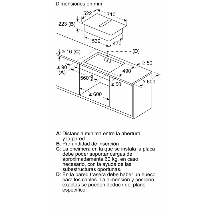 Serie 6 Placa de inducción con extractor integrado 70 cm sin perfiles 6