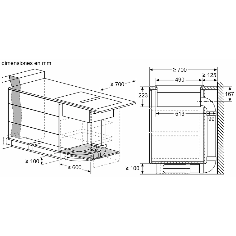 Serie 6 Placa de inducción con extractor integrado 70 cm sin perfiles 16