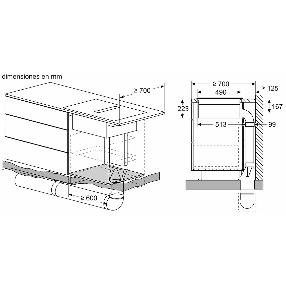 Serie 6 Placa de inducción con extractor integrado 70 cm sin perfiles 18