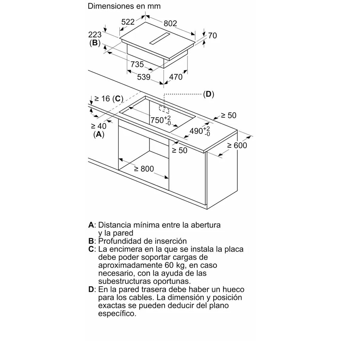 Serie 4 Placa de inducción con extractor integrado 80 cm sin perfiles 16