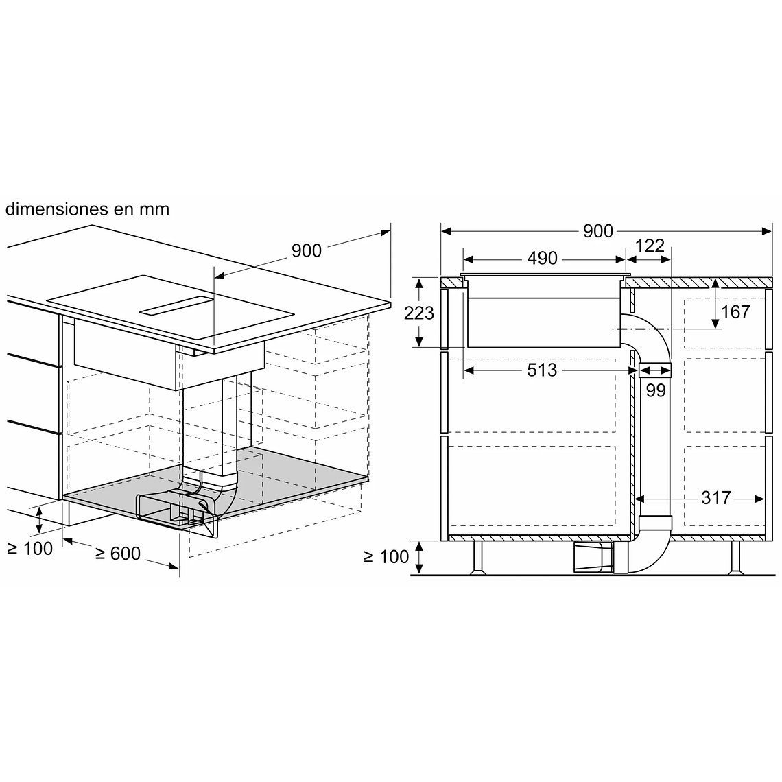 Serie 4 Placa de inducción con extractor integrado 60 cm sin perfiles 6