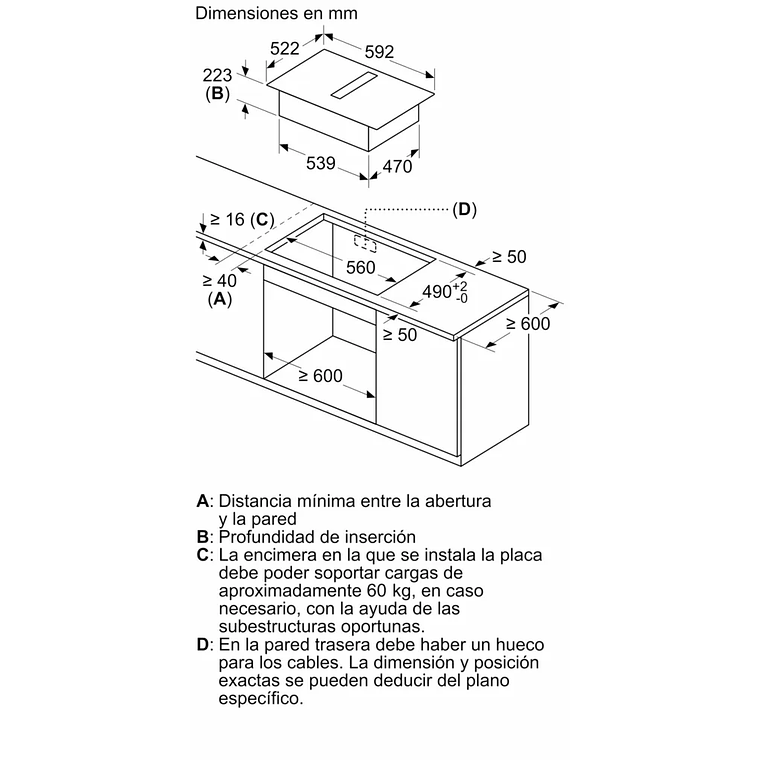 Serie 4 Placa de inducción con extractor integrado 60 cm sin perfiles 11