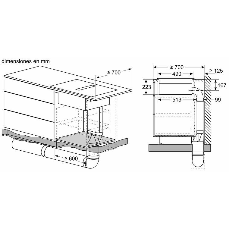 Serie 4 Placa de inducción con extractor integrado 60 cm sin perfiles 16
